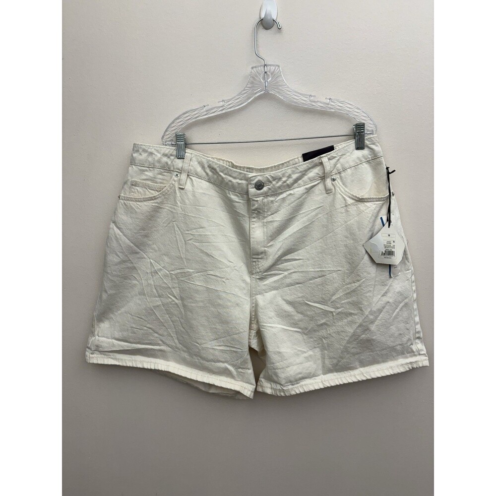 AVA & LIV Women’s Midi Shorts  High Rise Relaxed Fit 18R Beigi Denim 5 Pockets